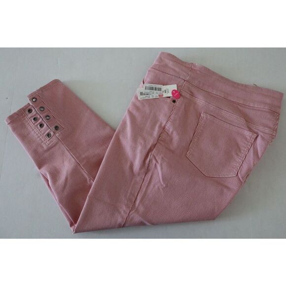 Westbound ST1PW860 Women's Sz 14 Red/White Striped Mid-Rise Stretch Capris - Picture 3 of 4